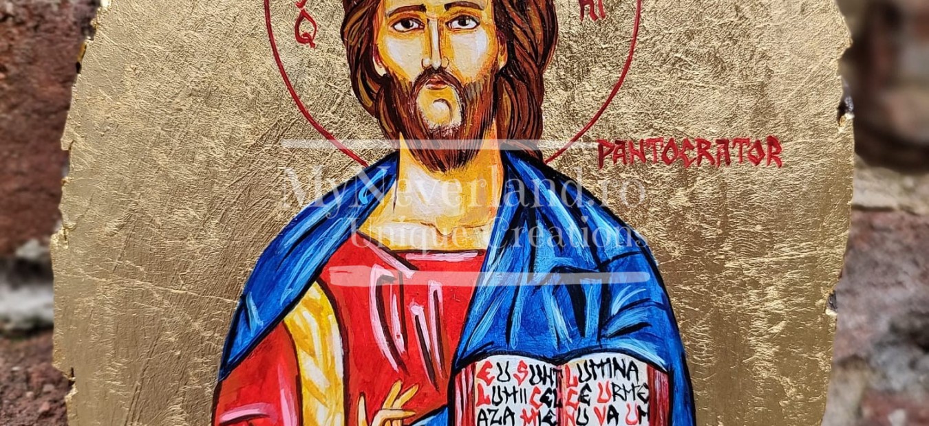 Icoana pictata manual "Iisus Hristos Pantocrator"